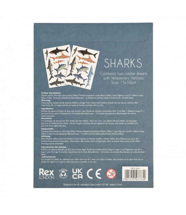 Rex London Temporary Tattoos Sharks