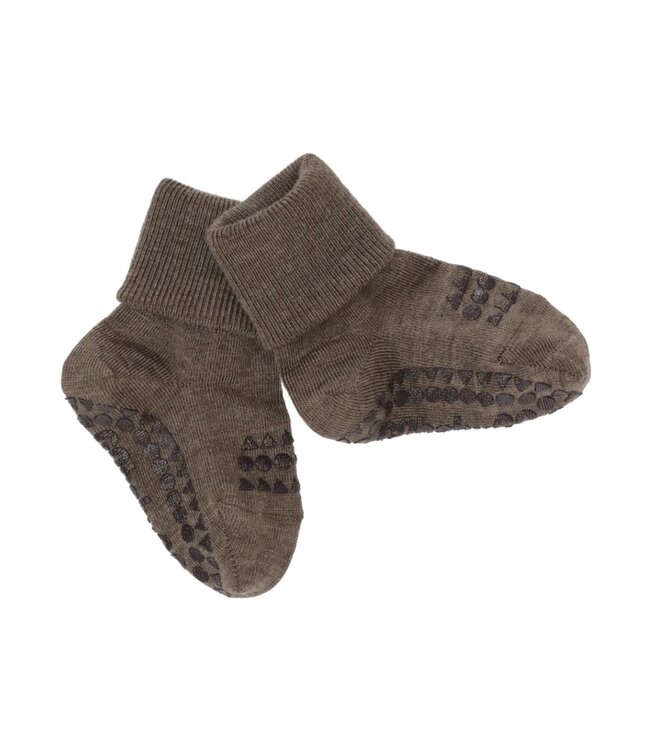 Go baby go Wollen Anti- slip sokken Brown Melange - Oekotex