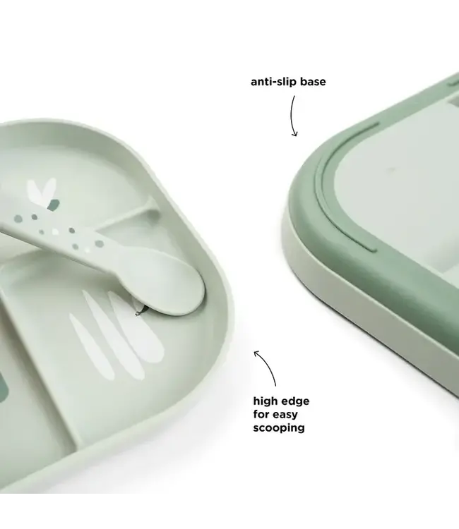 Done by Deer Foodie compartment plate - Croco  Green