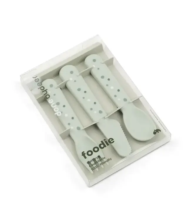 Done by Deer Foodie cutlery set - Happy Dots Green