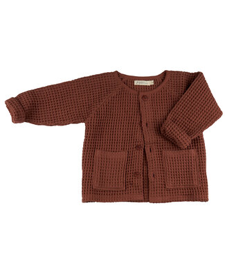 Pigeon Waffle slouchy cardigan Gots Katoen Mocha