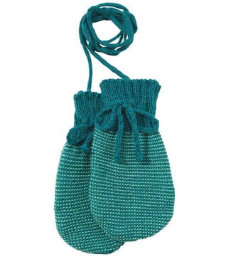 Disana Baby handschoenen met koordje gebreid GOTS Merino wol Pacific - Mint