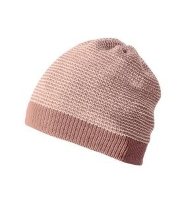 Disana Beanie - Gebreide muts GOTS Merino wol Rose- Natural