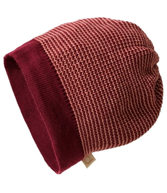 Disana Beanie - Gebreide  muts GOTS Merino wol Cassis - Rose