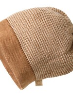 Disana Beanie - Gebreide  muts GOTS Merino wol Caramel - Natural