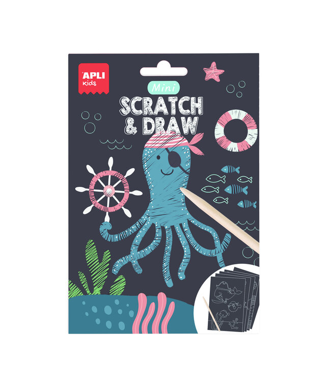 Mini Kras Kleuren Boek Octopus - 8 kaarten