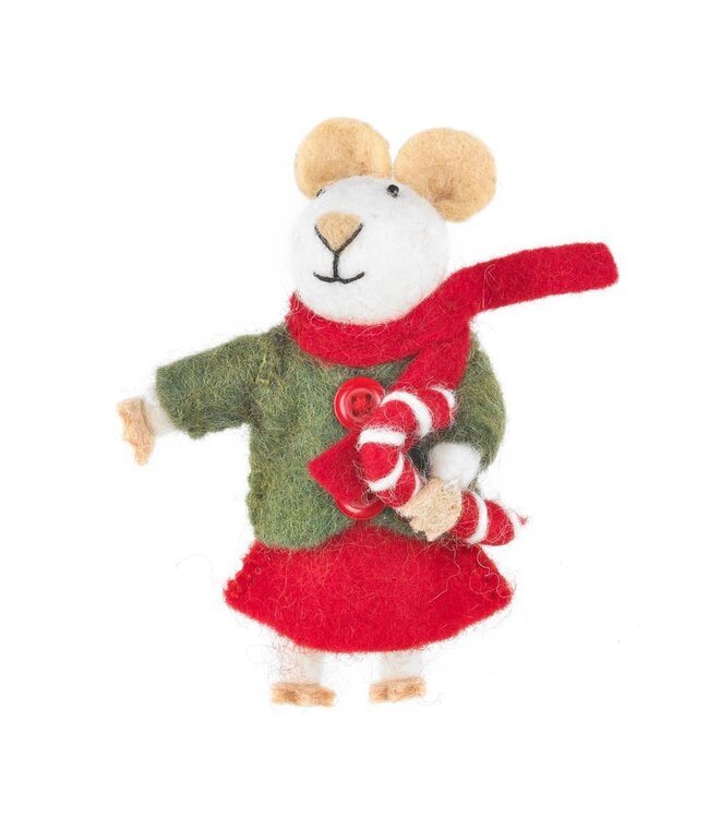 Felt so good Kersthanger Christmas mouse - Handmade & biodegradable