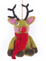 Felt so good Kersthanger Reindeer with scarf - Handmade & Biodegradable