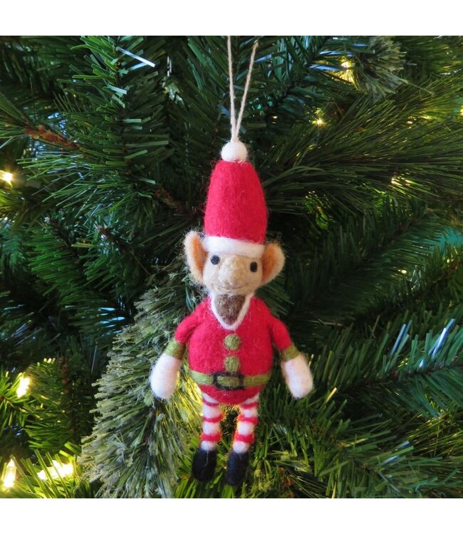 Felt so good Kersthanger Red Elf - Handmade & Biodegradable