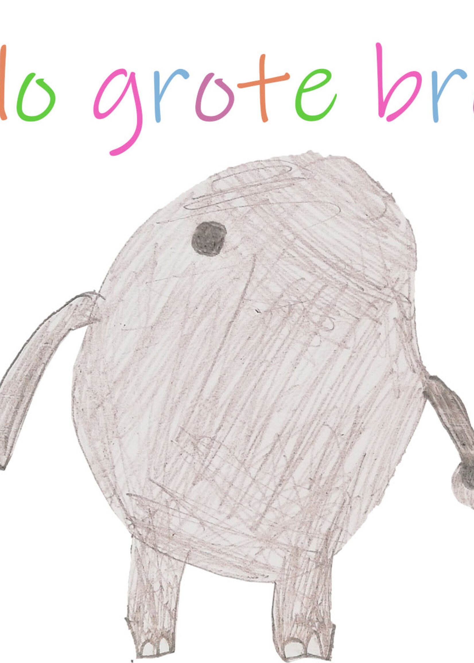 Kaartje met envelop olifant - hallo grote broer