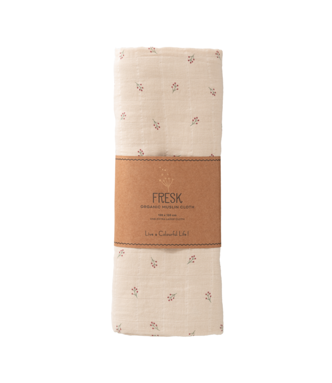 Fresk Hydrofieldoek 110 x 110 cm GOTS organic cotton Berries