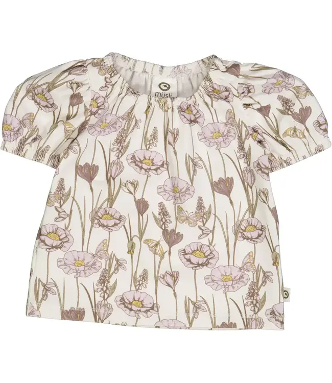 Muesli T-shirt met pofmouwen Baby GOTS katoen Crocus