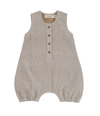 Pigeon Zomer onesie GOTS Seersucker katoen Taupe