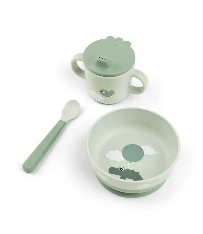 Done by Deer Foodie first meal set Happy clouds green