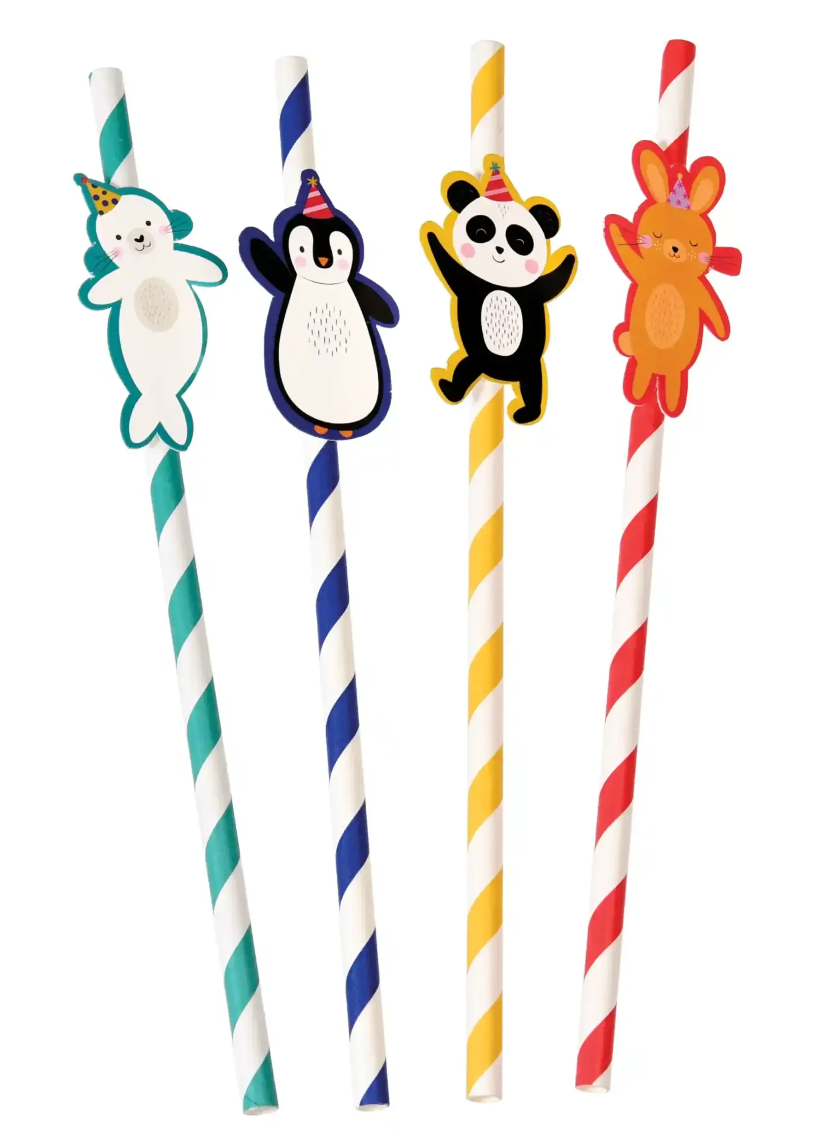 Papieren rietjes Party Animals - 4 stuks