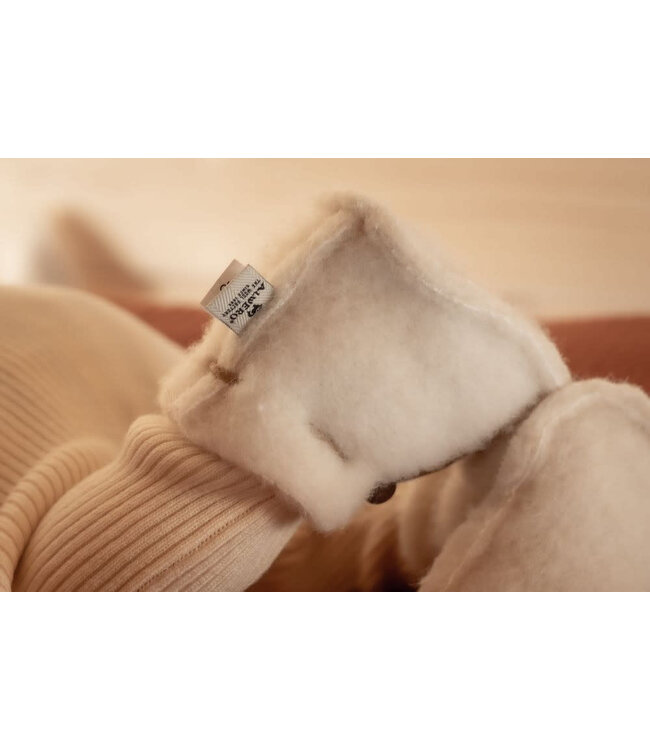 Alwero Babyslofje Emo met vetertje WOL Naturel