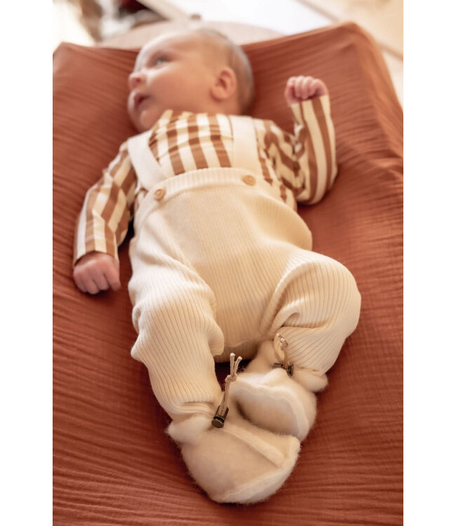 Alwero Babyslofje Emo met vetertje WOL Naturel