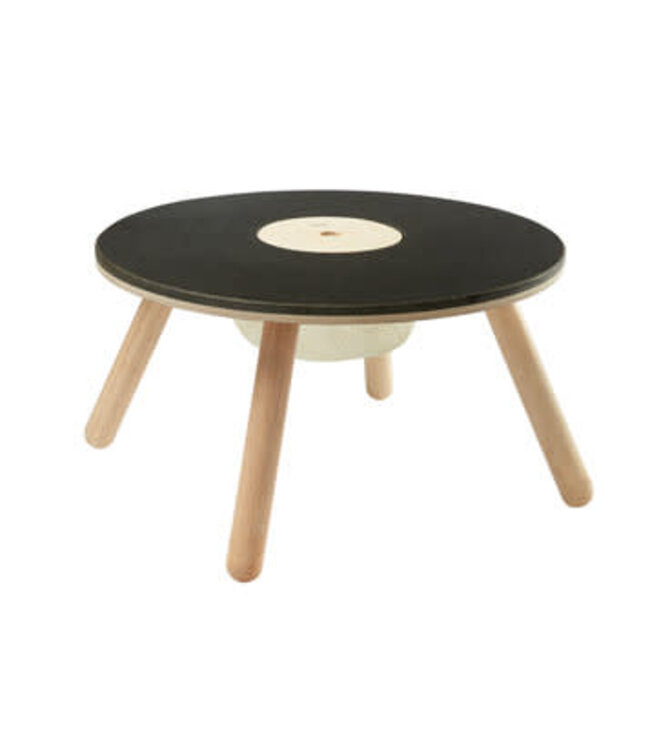 Ronde tafel van duurzaam hout met krijtbord en opbergzakje - 55cm diameter