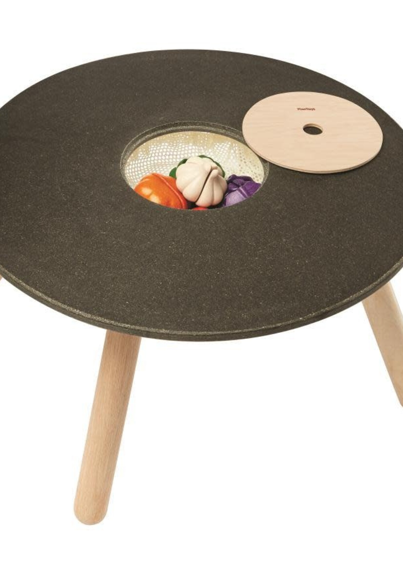 Ronde tafel van duurzaam hout met krijtbord en opbergzakje - 55cm diameter