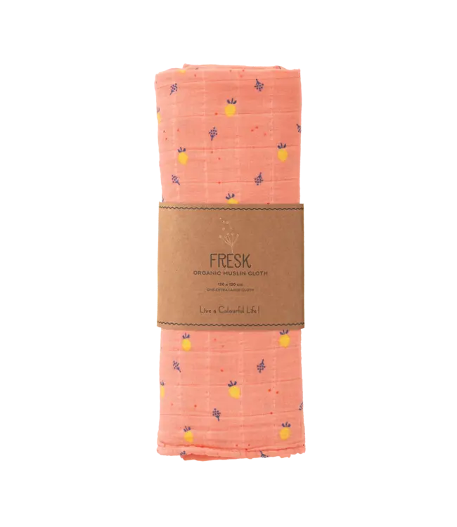 Fresk Hydrofieldoek 120 x 120 cm GOTS organic cotton Summer Fruit