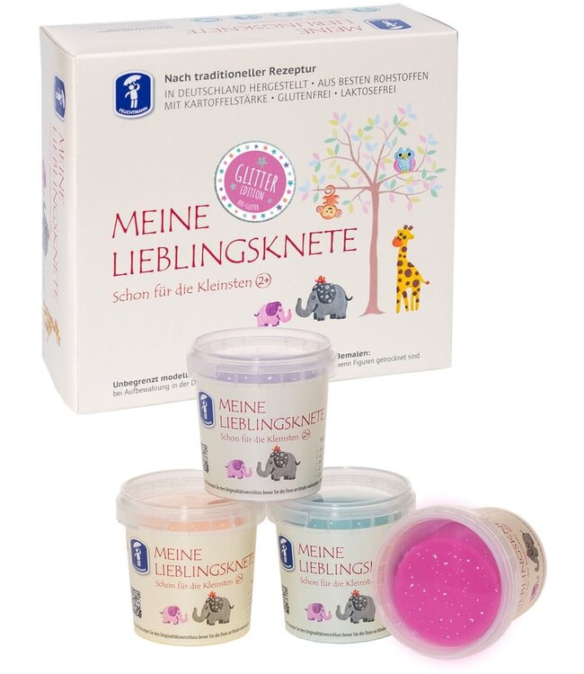 Mijn Lievelingsklei - Bio Glitter Klei 4Pack 4x150g - met aardappelzetmeel