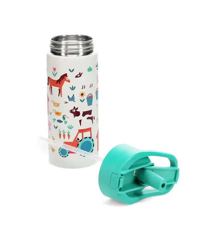 RVS Drinkfles met rietje - 500ml Farmyard