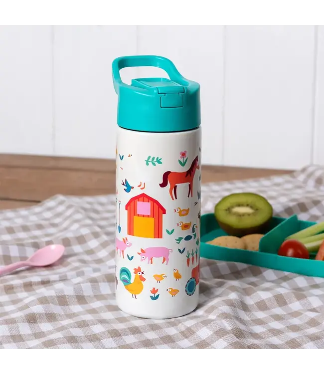 RVS Drinkfles met rietje - 500ml Farmyard