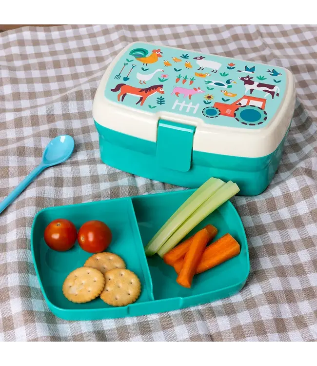 Lunchbox met uitneembaar blad met vakjes Farmyard