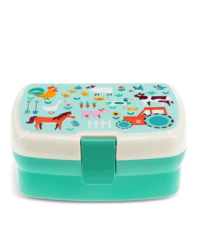 Lunchbox met uitneembaar blad met vakjes Farmyard