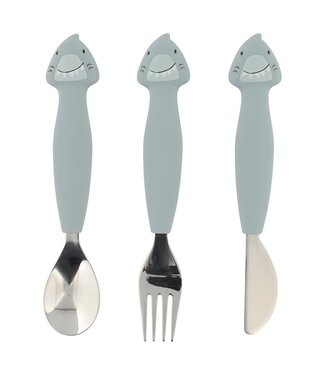 Trixie RVS & Silicone bestek set Mr Shark
