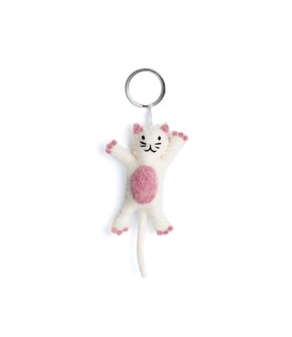 White Cat sleutelhanger - Fairmade in Nepal