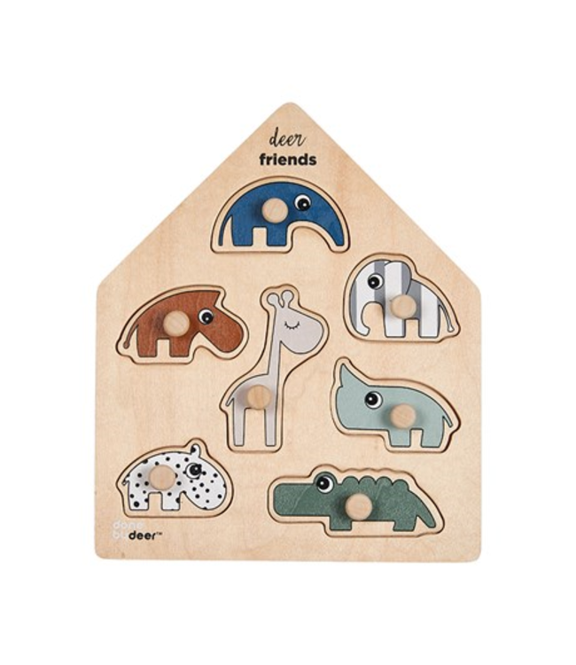 Done by Deer Done by Deer Houten knoppuzzel Deer friends Multi color