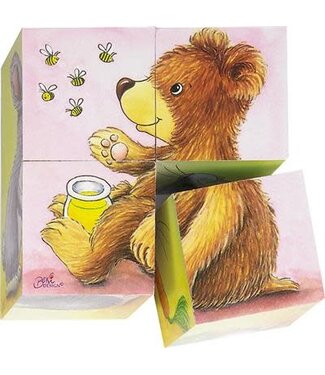 Houten Blokpuzzel- Baby dieren