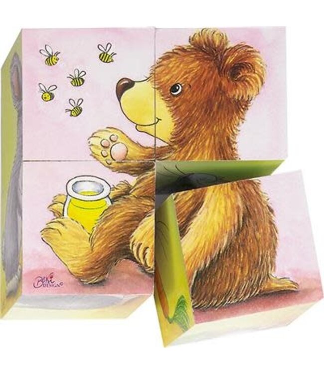 Houten Blokpuzzel- Baby dieren
