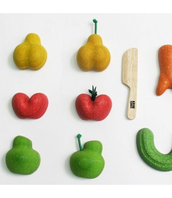 Plan Toys Snijfruit en Groente ´Kromkommer´ (5-delig) van duurzaam hout