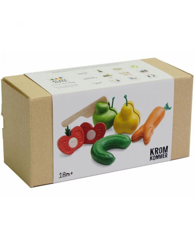 Plan Toys Snijfruit en Groente ´Kromkommer´ (5-delig) van duurzaam hout