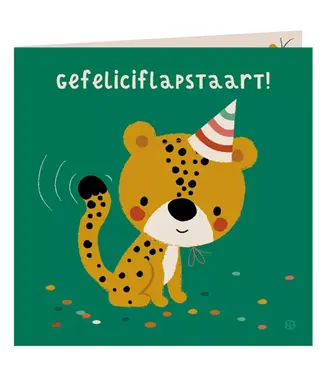 Dubbele kaart Jungle Panter - Gefeliciflapstaart! - Gerecycled Papier Dubbele kaart Jungle Panter - Gefeliciflapstaart! - Gerecycled Papier