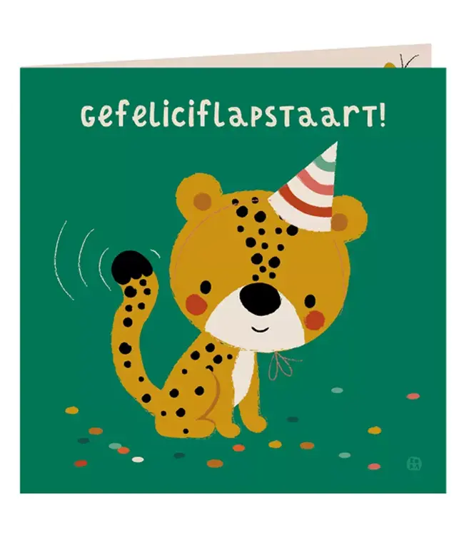 Dubbele kaart Jungle Panter - Gefeliciflapstaart! - Gerecycled Papier