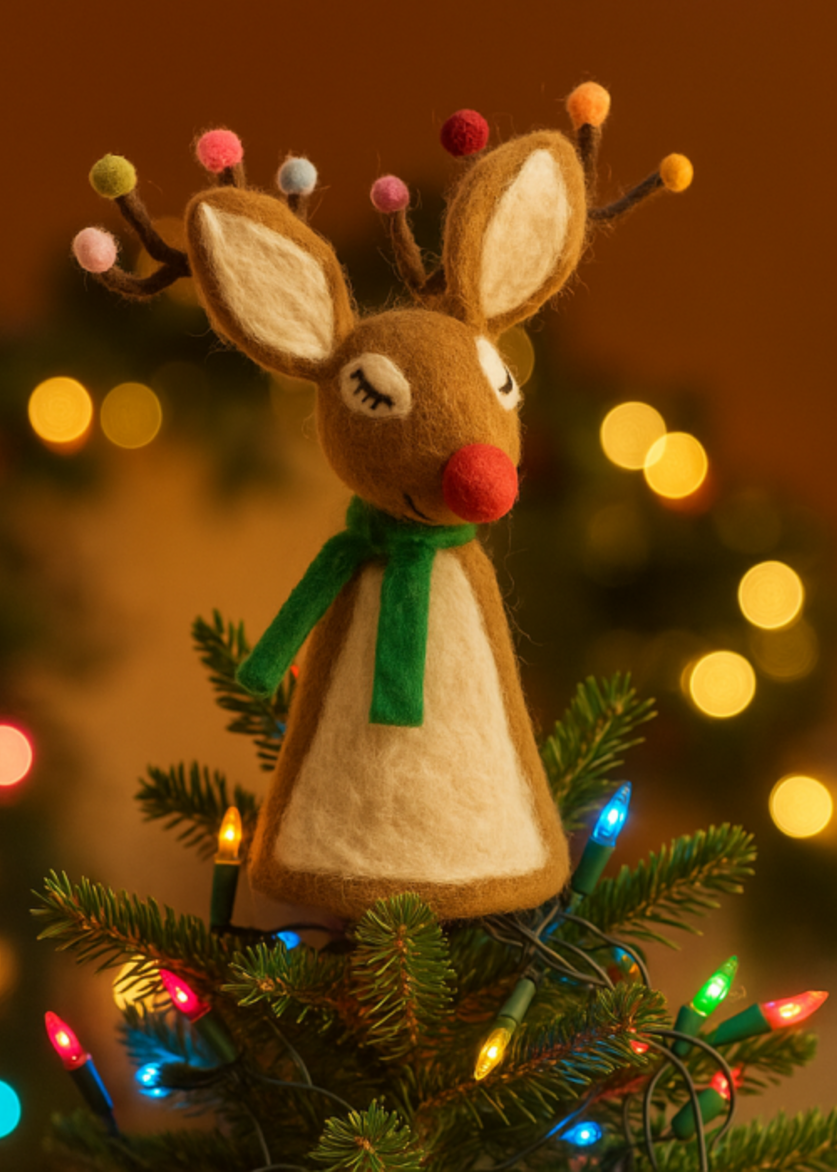 Felt so good Kerst Tree Topper Rudolph- Handmade & Biodegradable