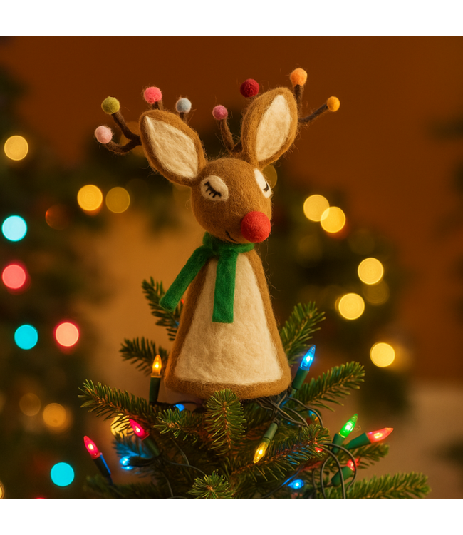 Felt so good Kerst Tree Topper Rudolph- Handmade & Biodegradable