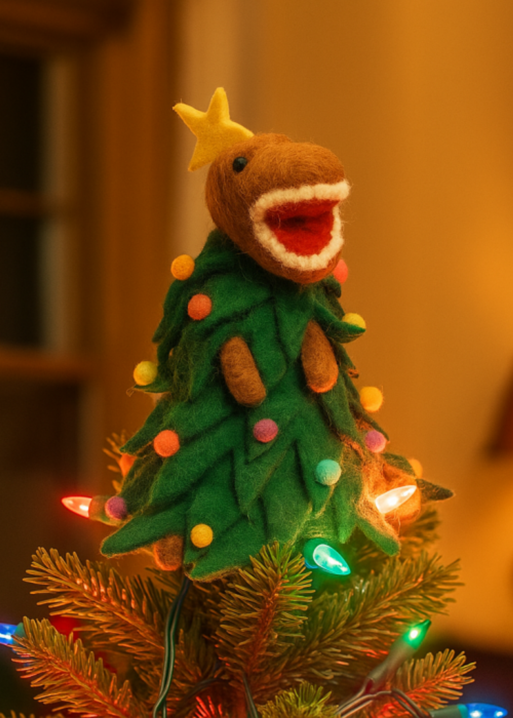 Felt so good Kerst Tree Topper T-Rex - Handmade & Biodegradable