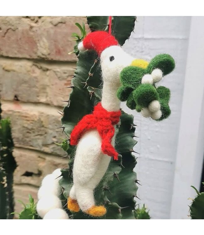 Felt so good Kersthanger Quacker Duck Mistletoe - Handmade & Biodegradable
