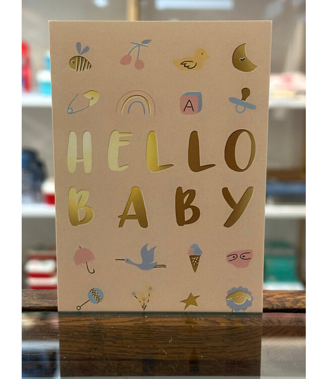 Dubbele Kaart met kraft envelop - Hello baby