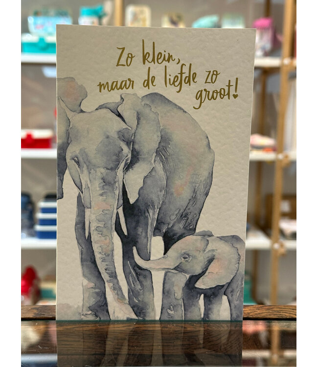 Hallmark Zo klein maar de liefde zo groot - Dubbele kaart Goudfolie Olifant