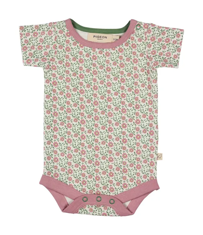 Pigeon Romper korte mouw GOTS katoen  -  Ditsy Pink