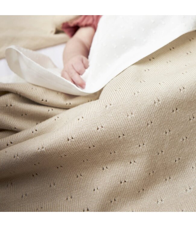 Wiegdeken Bamboe Ajour Soft Sand - 75x100 cm