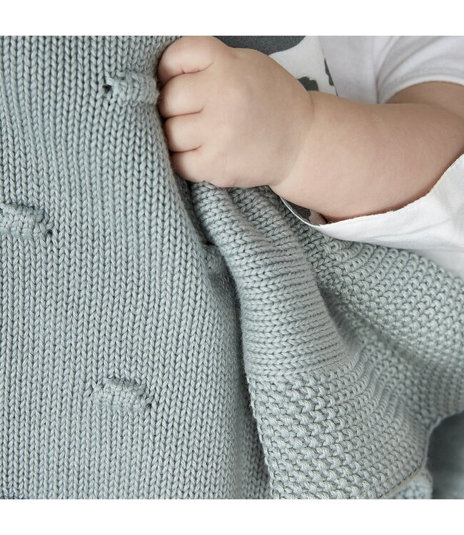 Meyco Wiegdeken Cotton Knots Stone Green  - 75x100 cm
