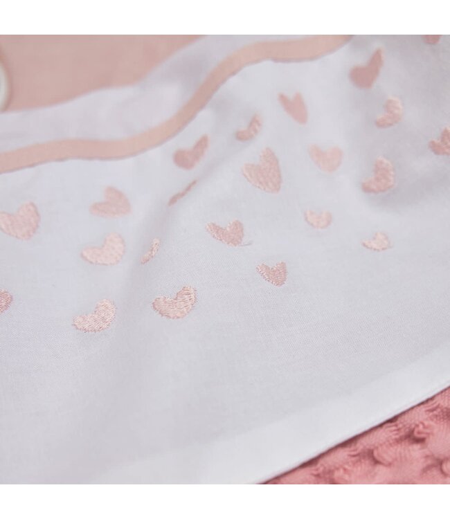 Meyco Wieglaken met geborduurde hartjes Soft Pink - 75x100 cm