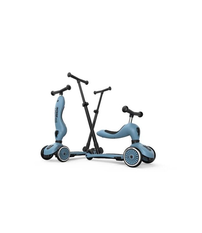 Scoot and ride Step en loopwagen in één  met duwstang - Steel -  Scoot and ride Highwaykick 1 Push & go