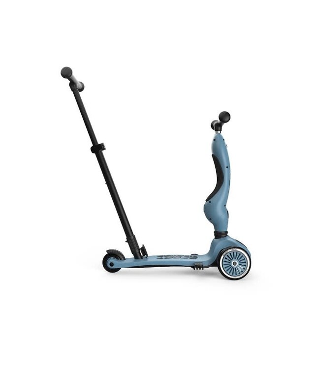 Scoot and ride Step en loopwagen in één  met duwstang - Steel -  Scoot and ride Highwaykick 1 Push & go